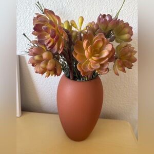 Vintage Bohemian Terracotta Vase with Multicolor faux Succulents
